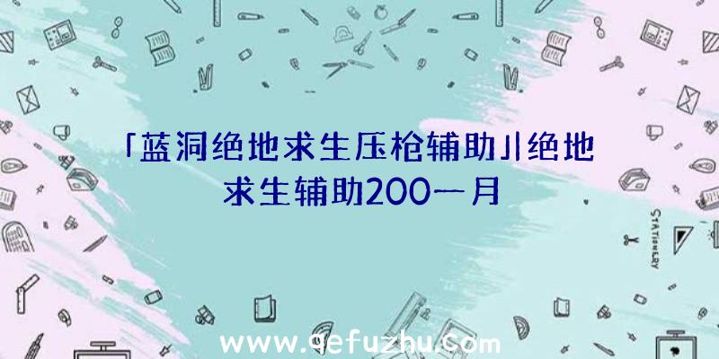 「蓝洞绝地求生压枪辅助」|绝地求生辅助200一月